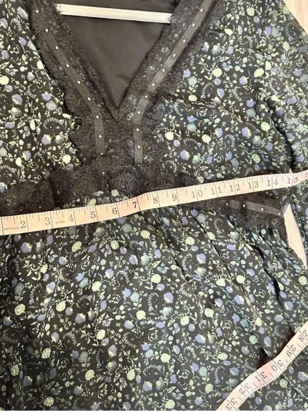 Zara Dark Floral Babydoll Mini Dress Sheer Long Sleeves Fairy Whimsigoth Large - Picture 9 of 10